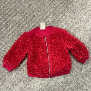 So cute! First Impressions 12 month fuzzy bomber jacket